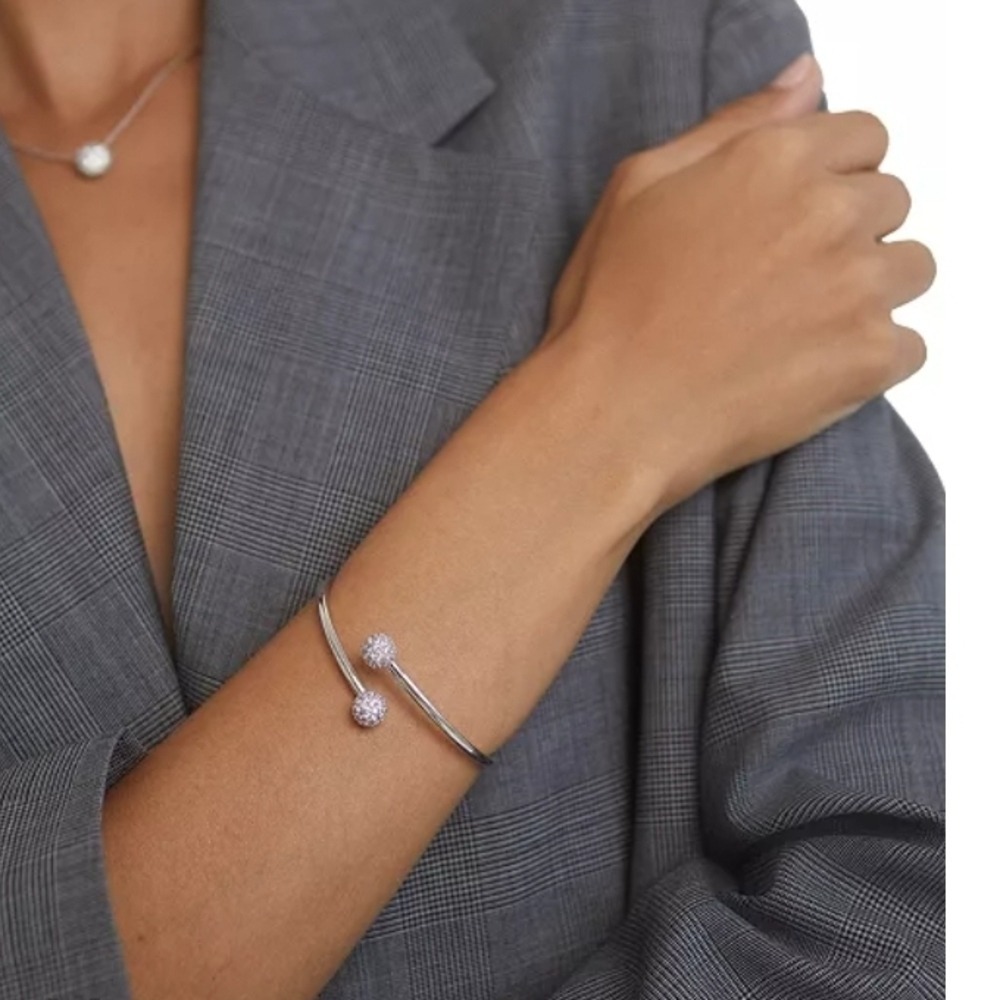 Eliot Danori Bracelet Cubic Zirconia Bypass Bracelet Silver Tone Open Cuff‎